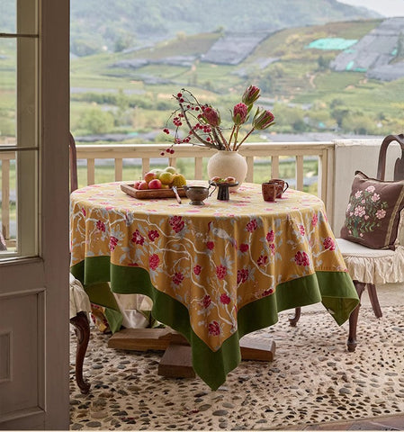 Farmhouse Table Cloth, Dining Room Flower Table Cloths, Large Square Tablecloth for Round Table, Extra Large Rectangular Table Covers for Kitchen-artworkcanvas