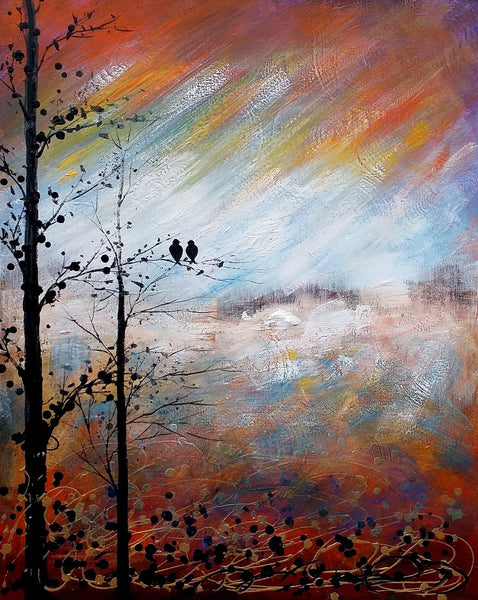 Love Birds Painting, Simple Abstract Painting, Landscape Acrylic Painting, Acrylic Canvas Painting, Bedroom Wall Art Paintings, C-artworkcanvas