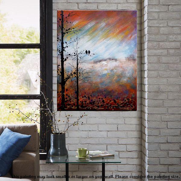 Love Birds Painting, Simple Abstract Painting, Landscape Acrylic Painting, Acrylic Canvas Painting, Bedroom Wall Art Paintings, C-artworkcanvas