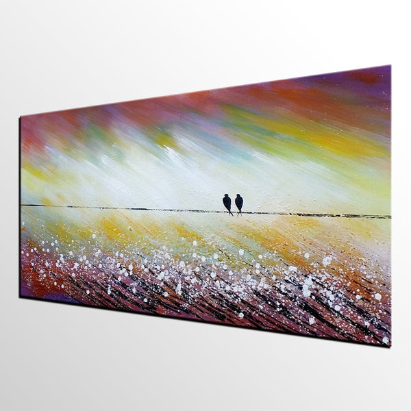 Simple Abstract Painting, Living Room Wall Art Ideas, Love Birds Painting, Acrylic Painting for Sale, Bedroom Canvas Painting-artworkcanvas