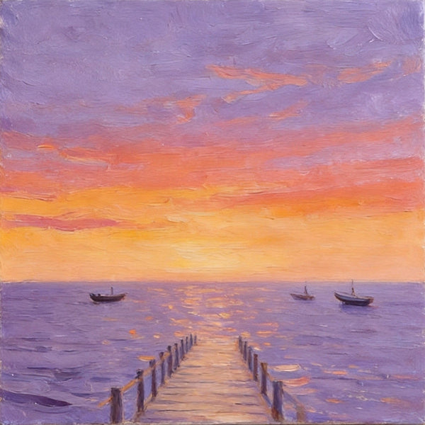 Serene Hour of the Ocean Sunset, Sunset Paintings, Hand Painted Canvas Art, Small Canvas Wall Art Paintings, Original Seascape Paintings, Original Oil Paintings, Buy Small Artwork Online-artworkcanvas