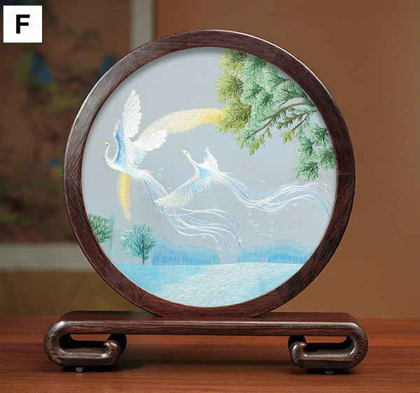 Flower and Birds Silk Embroidery Ornaments, Exclusive Business Presents, Creative Birthday Gift, Premium Souvenir, Traditional Chinese Suzhou Silk Embroidery-artworkcanvas