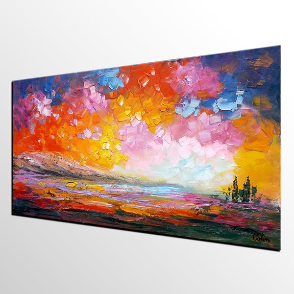 Abstract Landscape Paintings, Original Oil Painting, Custom Canvas Painting, Oil Painting for Sale