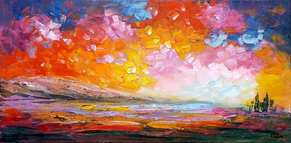 Abstract Landscape Paintings, Original Oil Painting, Custom Canvas Painting, Oil Painting for Sale