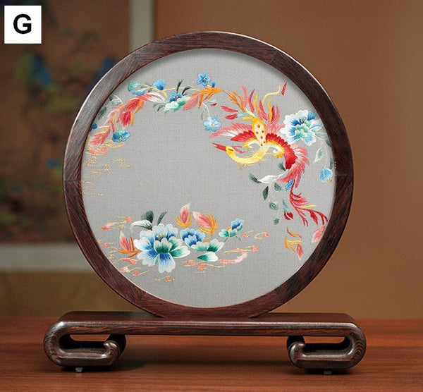 Flower and Birds Silk Embroidery Ornaments, Exclusive Business Presents, Creative Birthday Gift, Premium Souvenir, Traditional Chinese Suzhou Silk Embroidery-artworkcanvas