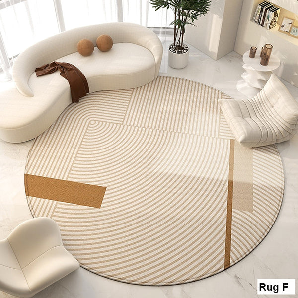 Unique Modern Rugs for Living Room, Geometric Round Rugs for Dining Room, Contemporary Modern Area Rugs for Bedroom, Circular Modern Rugs under Chairs-artworkcanvas