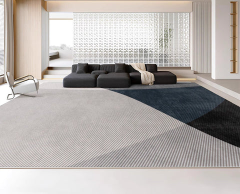Modern Rugs for Living Room, Contemporary Rugs for Dining Room, Blue Contemporary Modern Rugs, Geometric Contemporary Rugs Next to Bed-artworkcanvas