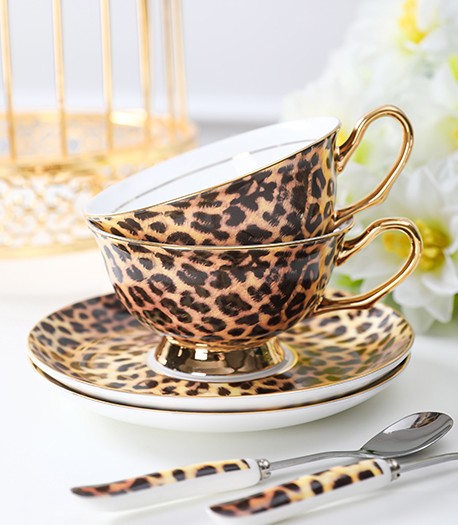 Modern Ceramic Cups, 7.8 oz Porcelain Tea Cup Saucer Set, Elegant Ceramic Coffee Cups, Unique Tea Cup and Saucer in Gift Box-artworkcanvas