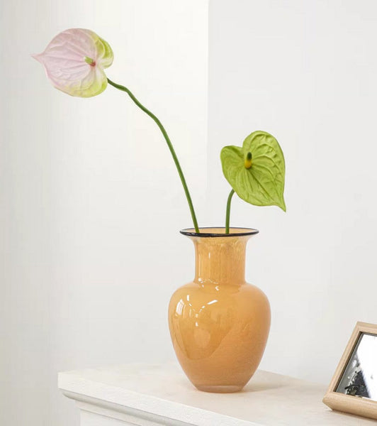 Handmade Liuli Vases, Color Glaze Vase, Contemporary Vases for Modern Home Decor, Yellow Glass Bud Vases, Centerpiece Vases on Table-artworkcanvas