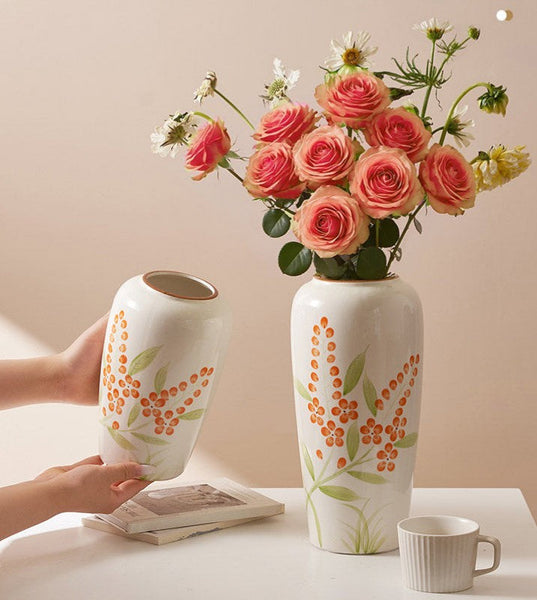 Dining Table Centerpiece, Ceramic Bouquet Vases, Porcelain Flower Vases, Large Flower Vases on Table, Handmade Water Holding Flower Vase-artworkcanvas
