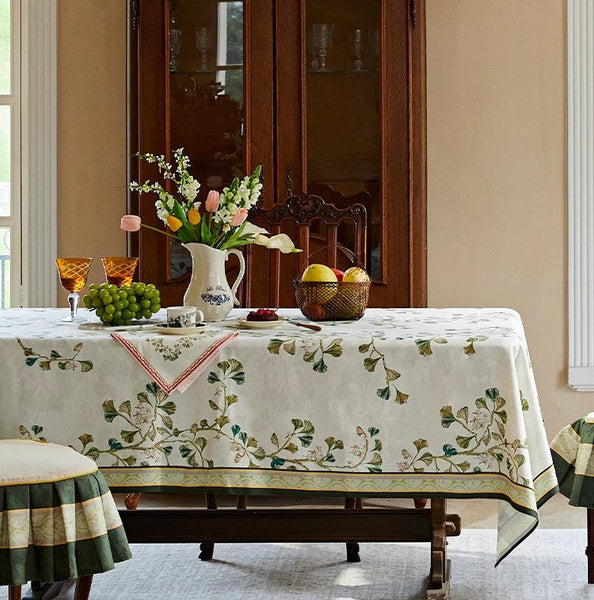 Extra Large Modern Rectangular Tablecloth for Dining Room Table, Ginkgo Leaves Table Covers, Square Tablecloth for Kitchen, Large Tablecloth for Round Table-artworkcanvas