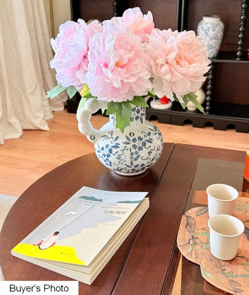 Handmade Water Holding Flower Vases, Rustic Porcelain Flower Vases, Ceramic Bud Vases, Small Flower Vases on Table-artworkcanvas