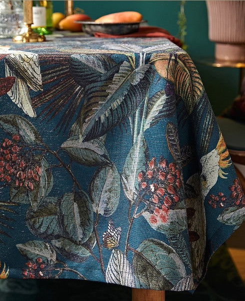 Large Modern Tablecloth Ideas for Dining Room Table, Tropical Rainforest Parrot Table Cover, Outdoor Picnic Tablecloth, Rectangular Tablecloth for Round Table-artworkcanvas