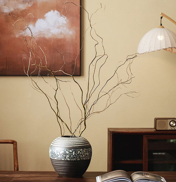 Large Pottery Flower Vases Urn, Centerpiece on Dining Table, Flower Vase on Table, Handmade Water Holding Flower Vases, Modern Bouquet Vases-artworkcanvas