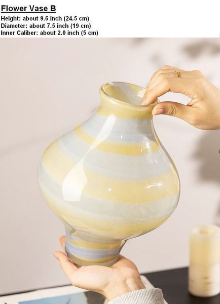 Modern Glass Bud Vases, Centerpiece Vases on Table, Handmade Liuli Vases, Color Glaze Vase, Contemporary Vases for Modern Home Decor-artworkcanvas