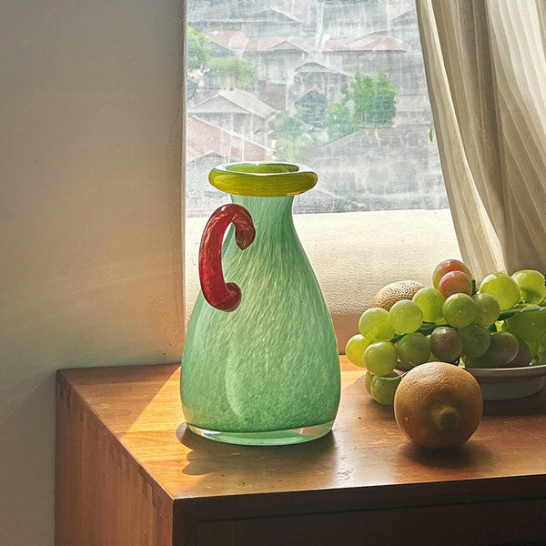 Small Flower Vase, Modern Glass Flower Vases, Handmade Glass Bud Vases, Water Holding Flower Vases, Flower Vases on Table-artworkcanvas