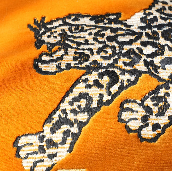 Contemporary Modern Sofa Pillows, Yellow Embroidery Tiger Pattern Pillows for Couch, Decorative Throw Pillows for Bedroom, Large Modern Sofa Pillow for Living Room-artworkcanvas