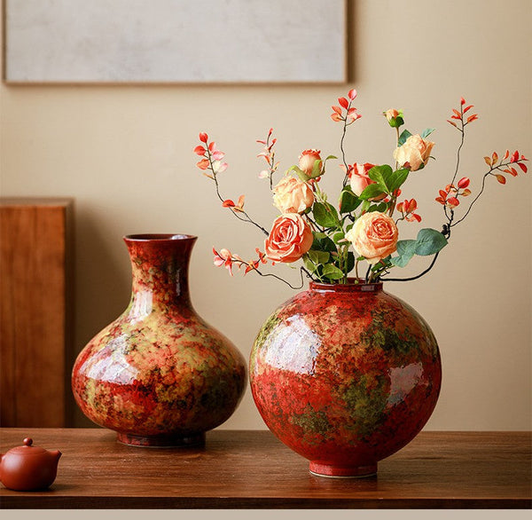 Handmade Water Holding Flower Vases, Large Pottery Flower Vases, Modern Bouquet Flower Vases, Centerpiece on Dining Table, Flower Vase on Table-artworkcanvas