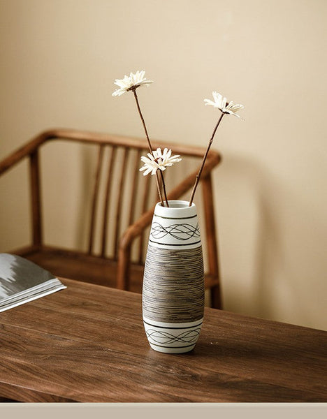 Large Flower Vase on Table, Modern Bouquet Flower Vases, Centerpiece on Dining Table, Handmade Pottery Flower Vases Urn, Water Holding Flower Vases-artworkcanvas