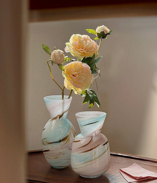 Flower Vases on Table, Handmade Glass Bud Vases, Vintage Small Glass Flower Vases, Water Holding Flower Vases-artworkcanvas