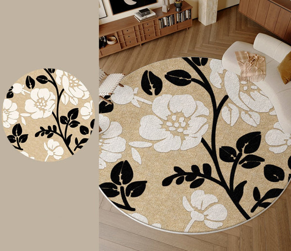 Bedroom Abstract Modern Area Rugs, Geometric Round Rugs for Dining Room, Circular Modern Rugs under Chairs, Contemporary Modern Rug for Living Room-artworkcanvas