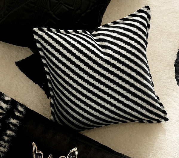Modern Pillows for Couch, Black and White Stripe Modern Pillows, Decorative Throw Pillows for Living Room, Modern Sofa Pillows-artworkcanvas