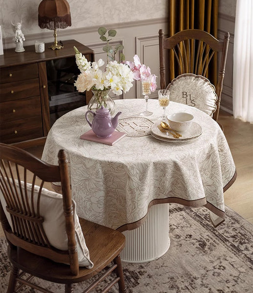 French Style Tablecloth for Dining Table, Beautiful Table Cover for Dining Room Table, Modern Rectangle Tablecloth for Oval Table-artworkcanvas