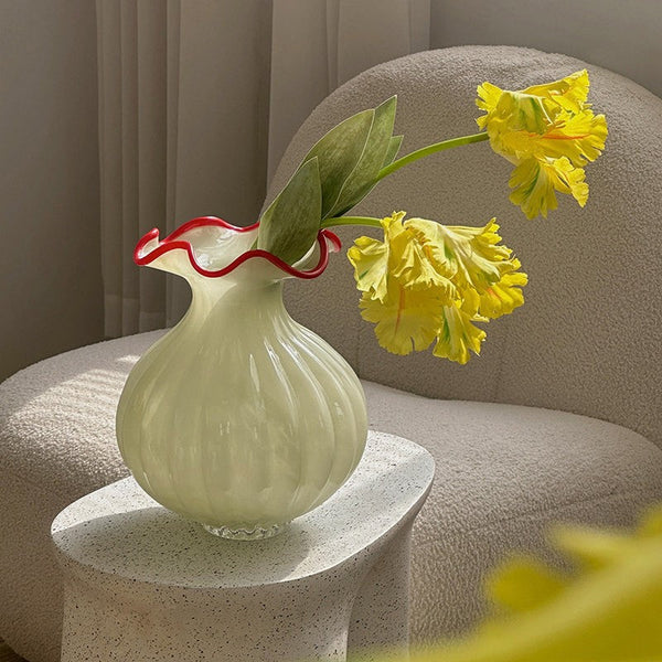 French Vintage Glass Flower Vases, Glass Bud Vases, Flower Vases on Table, Handmade Water Holding Flower Vases-artworkcanvas