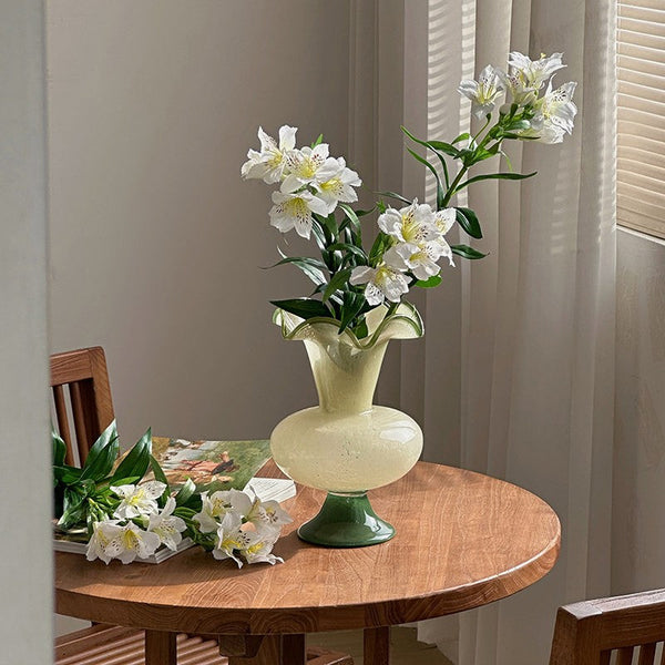 Bouquet Flower Vase, Vintage Glass Flower Vases, Water Holding Flower Vases, Glass Bud Vases, Handmade Flower Vases on Table-artworkcanvas