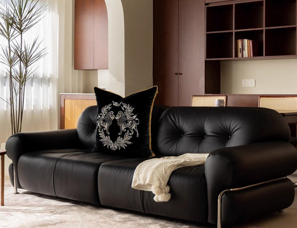 Modern Pillows for Couch, Embroidery Lion Decorative Pillow Covers, Decorative Throw Pillows for Living Room, Large Modern Sofa Pillows-artworkcanvas