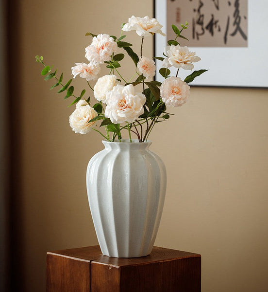 Centerpiece Ceramic Bud Vases, Porcelain Flower Vases, Large Flower Vases on Table, Handmade Water Holding Flower Vase-artworkcanvas