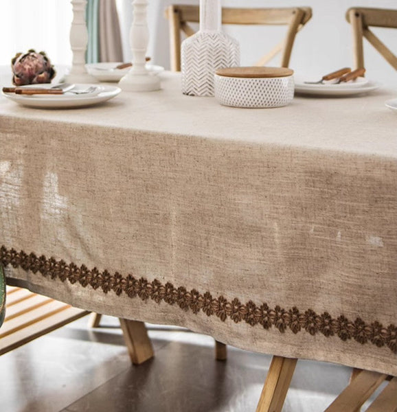 Large Rectangle Table Cover for Dining Room Table, Modern Table Cloth, Cotton and Linen Tablecloth for Home Decoration, Square Tablecloth for Round Table-artworkcanvas