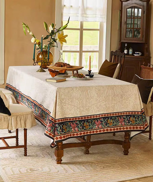 Flower Farmhouse Table Covers, Square Tablecloth for Kitchen, Extra Large Modern Rectangular Tablecloth for Dining Room Table, Mid Century Tablecloth for Round Table-artworkcanvas
