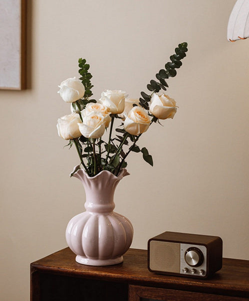 Handmade Water Holding Flower Vase, Ceramic Bud Vases, Small Flower Vases on Table, Rustic Porcelain Flower Vases-artworkcanvas