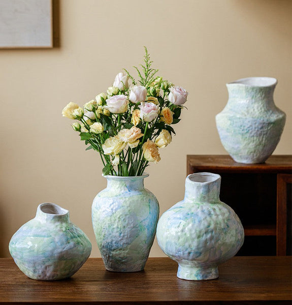 Modern Porcelain Flower Vases, Handmade Water Holding Flower Vases, Centerpiece on Dining Table, Ceramic Bouquet Vases, Flower Vases on Table-artworkcanvas