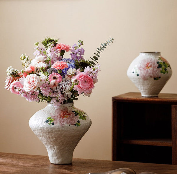 Modern Porcelain Flower Vases, Flower Vases on Table, Handmade Water Holding Flower Vases, Centerpiece on Dining Table, Ceramic Bouquet Vases-artworkcanvas