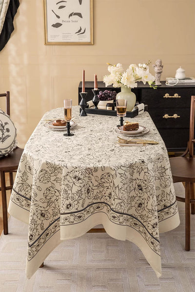 Large Flower Pattern Table Cover for Dining Room Table, Rectangular Tablecloth for Dining Table, Modern Rectangle Tablecloth for Oval Table-artworkcanvas