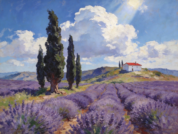 Landscape Oil Paintings, Lavender Fields in the Countryside, Small Oil Paintings on Wall, Original Artwork Small Wall Art, Hand Painted Canvas Art, Original Oil Paintings-artworkcanvas