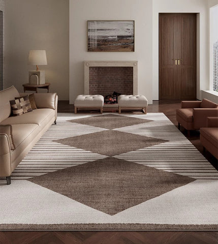 Geometric Modern Rug Placement Ideas for Bedroom, Contemporary Modern Rugs for Dining Room, Mid Century Modern Rugs for Living Room-artworkcanvas