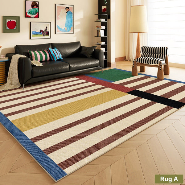 Minimalist Modern Rugs for Bedroom, Colorful Absract Rugs for Living Room, Mid Century Modern Rugs, Colorful Geometric Rugs for Dining Room-artworkcanvas
