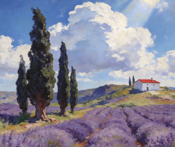 Landscape Oil Paintings, Lavender Fields in the Countryside, Small Oil Paintings on Wall, Original Artwork Small Wall Art, Hand Painted Canvas Art, Original Oil Paintings-artworkcanvas