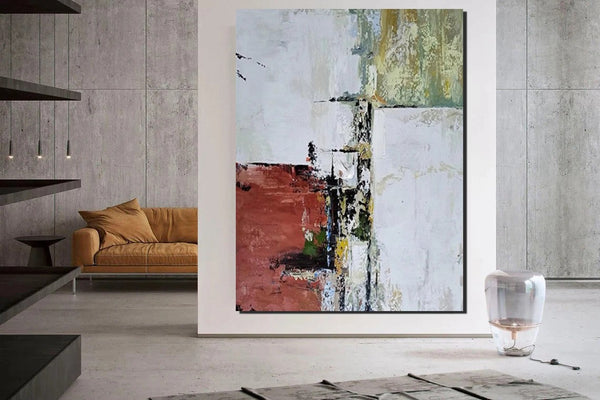 Contemporary Art Painting, Modern Paintings, Bedroom Acrylic Painting, Simple Painting Ideas, Living Room Wall Painting, Large Red Canvas Painting-artworkcanvas