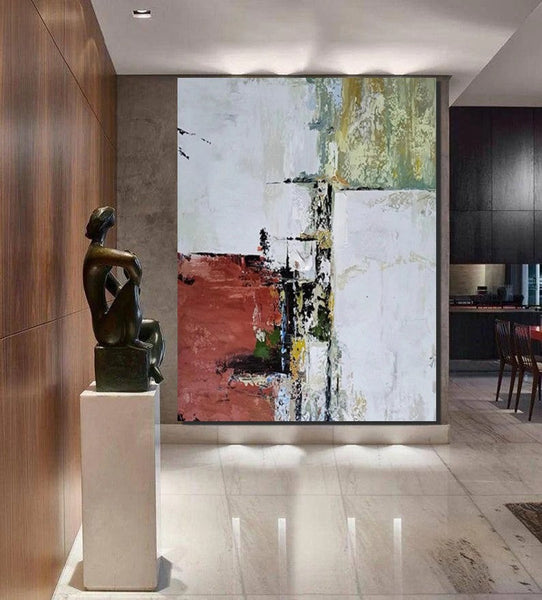 Contemporary Art Painting, Modern Paintings, Bedroom Acrylic Painting, Simple Painting Ideas, Living Room Wall Painting, Large Red Canvas Painting-artworkcanvas