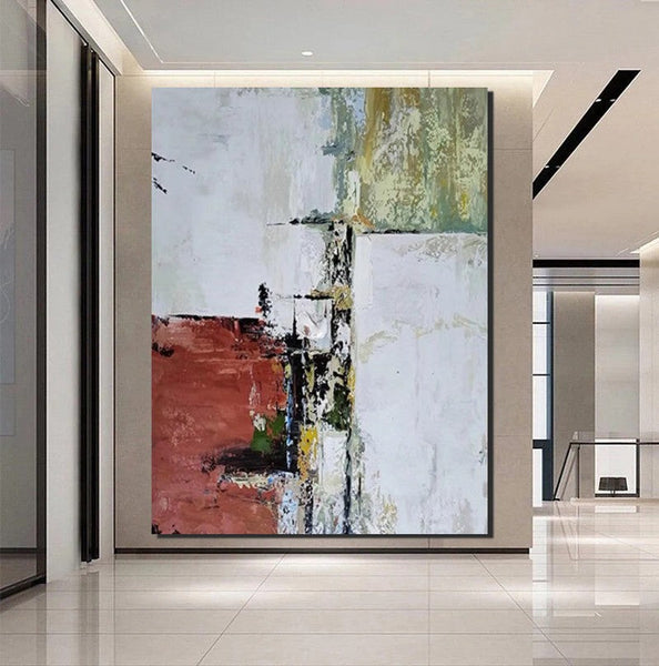 Contemporary Art Painting, Modern Paintings, Bedroom Acrylic Painting, Simple Painting Ideas, Living Room Wall Painting, Large Red Canvas Painting-artworkcanvas