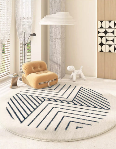Contemporary Round Rugs for Dining Room, Abstract Round Rugs Next to Bedroom, Geometric Modern Rug Ideas under Coffee Table-artworkcanvas