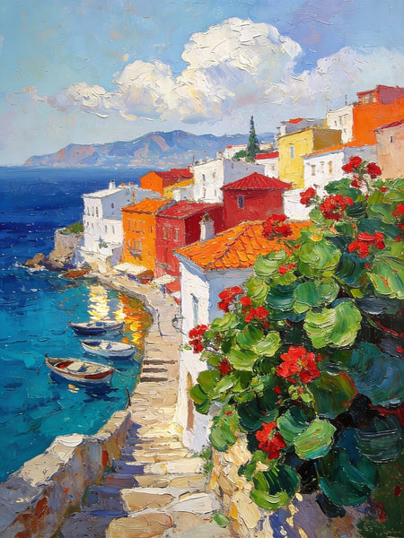 Impasto Paintings, The Shores of the Mediterranean, Small Landscape Paintings, Original Small Paintings on Canvas, Palette Knife Paintings, Small Paintings on Canvas, Hand Painted Canvas Art-artworkcanvas