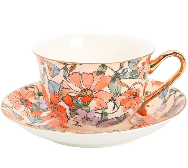 Elegant Ceramic Coffee Cups, Flower Porcelain Tea Cup Saucer Set, British Royal Ceramic Cups for Traditional Afternoon Tea, Unique Tea Cup and Saucer in Gift Box-artworkcanvas