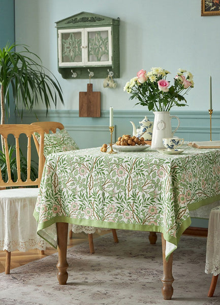 Large Rectangle Tablecloth for Dining Room Table, Square Tablecloth for Round Table, Farmhouse Table Cloth, Flower Pattern Tablecloth-artworkcanvas