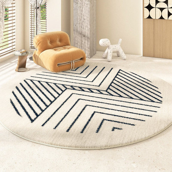 Contemporary Round Rugs for Dining Room, Abstract Round Rugs Next to Bedroom, Geometric Modern Rug Ideas under Coffee Table-artworkcanvas