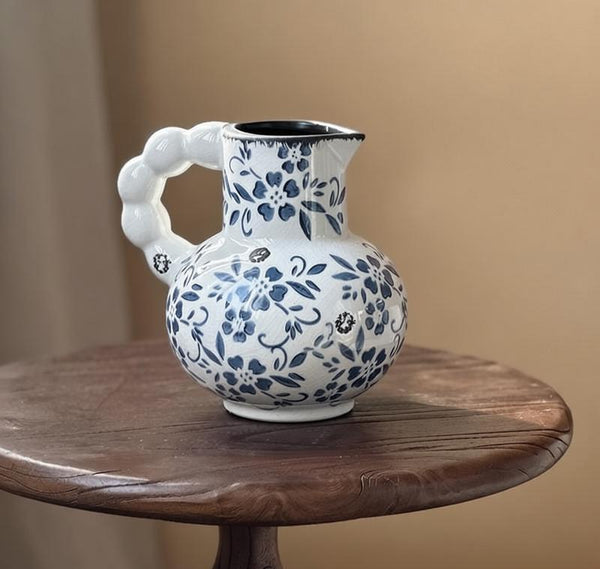Handmade Water Holding Flower Vases, Rustic Porcelain Flower Vases, Ceramic Bud Vases, Small Flower Vases on Table-artworkcanvas